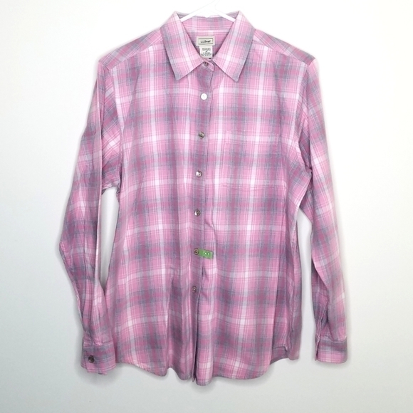 Vintage L.L. Bean Plaid Button Down Polo Shirt M - Picture 1 of 6